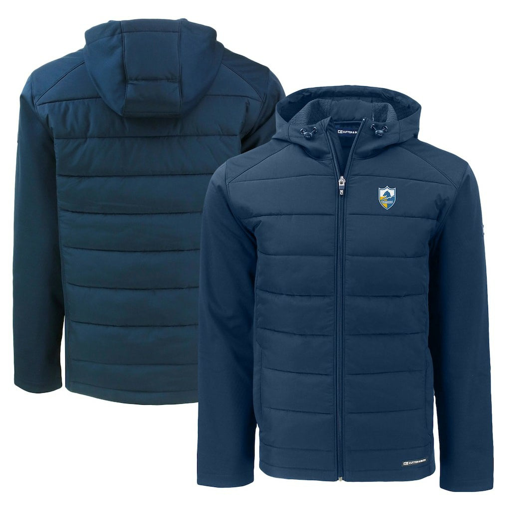 Los Angeles Chargers Cutter & Buck Throwback Evoke Hybrid Eco Softshell Recycled Full-Zip Hoodie Jacket | NFL On sale
