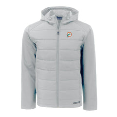 Miami Dolphins Cutter & Buck Throwback Evoke Hybrid Eco Softshell Recycled Full-Zip Hoodie Jacket | NFL Near me