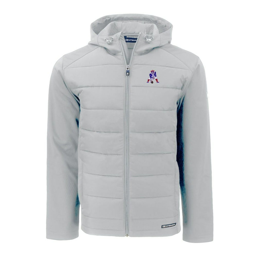 New England Patriots Cutter & Buck Throwback Evoke Hybrid Eco Softshell Recycled Full-Zip Hoodie Jacket | NFL Outlet