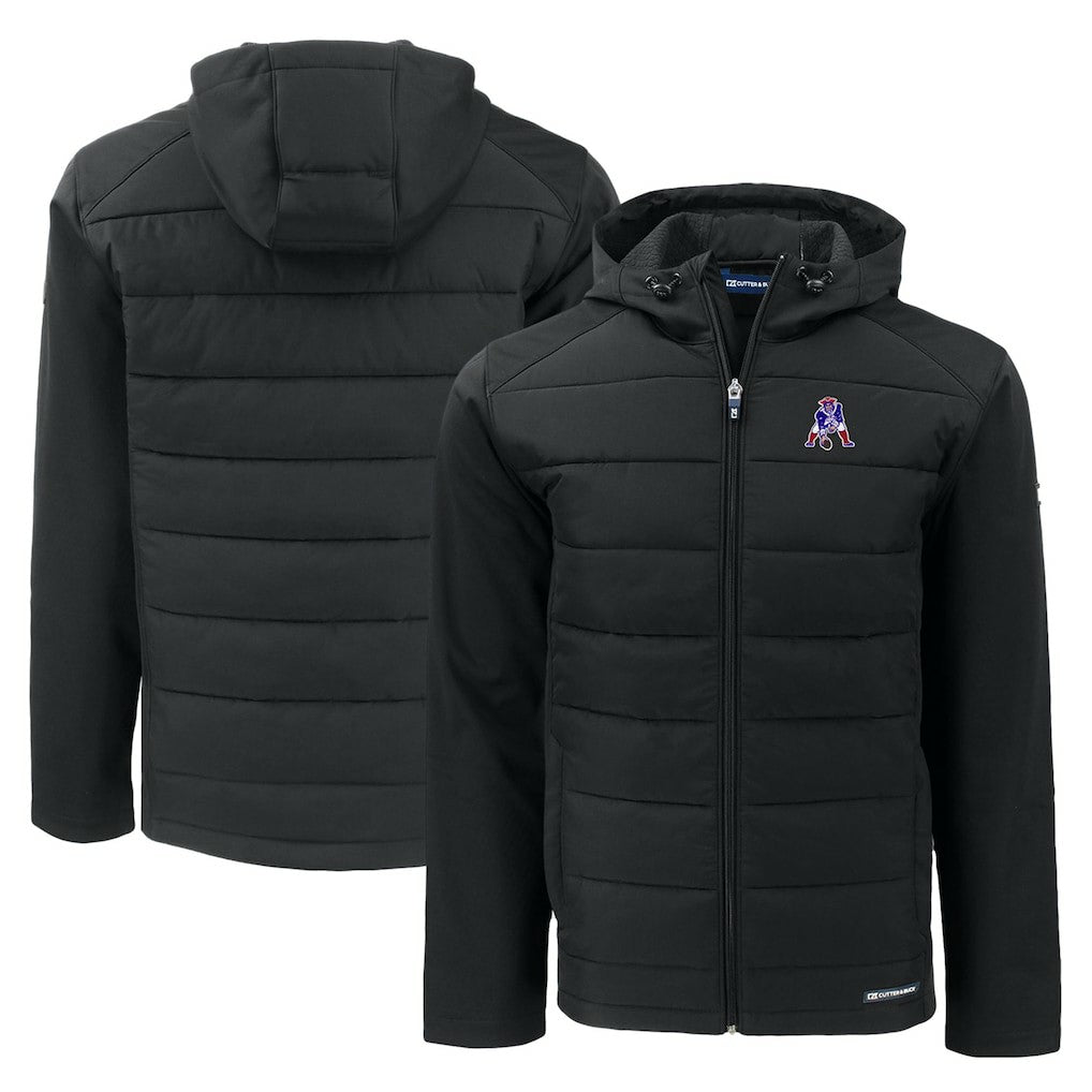 New England Patriots Cutter & Buck Throwback Evoke Hybrid Eco Softshell Recycled Full-Zip Hoodie Jacket | NFL Hot