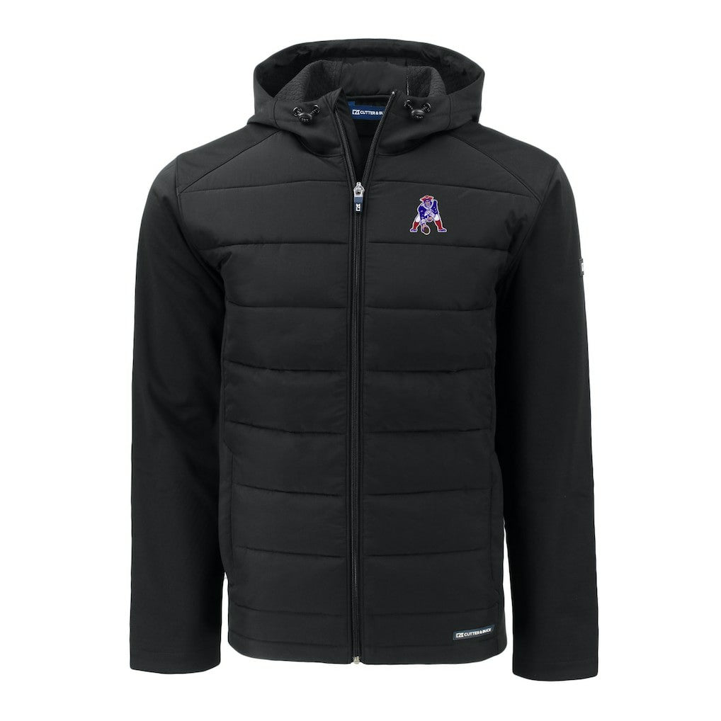 New England Patriots Cutter & Buck Throwback Evoke Hybrid Eco Softshell Recycled Full-Zip Hoodie Jacket | NFL Hot
