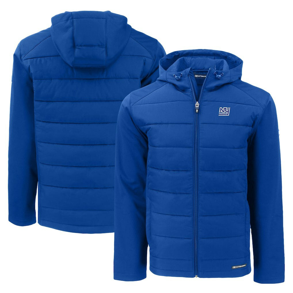 New York Giants Cutter & Buck Throwback Evoke Hybrid Eco Softshell Recycled Full-Zip Hoodie Jacket | NFL New