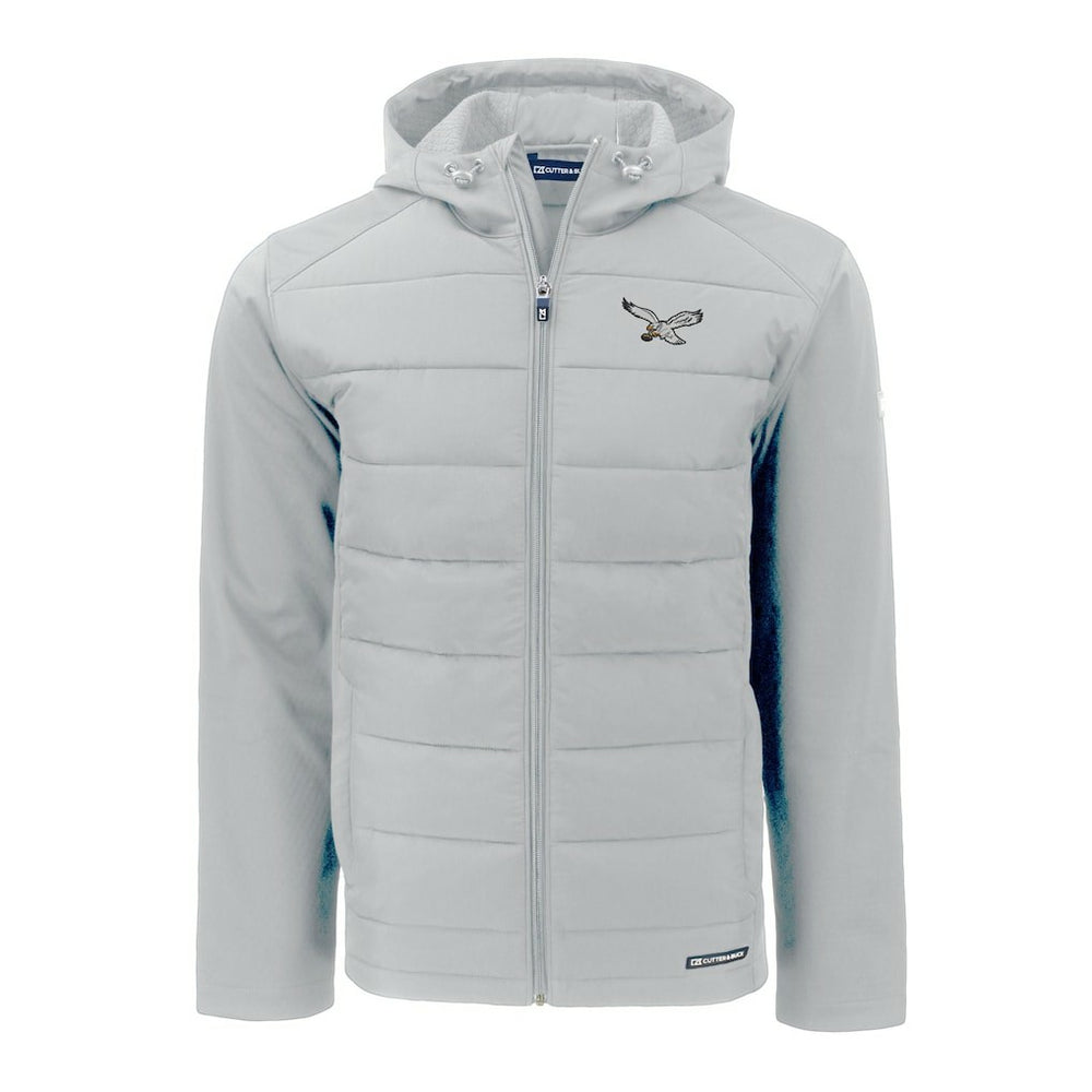 Philadelphia Eagles Cutter & Buck Throwback Evoke Hybrid Eco Softshell Recycled Full-Zip Hoodie Jacket | NFL Near me