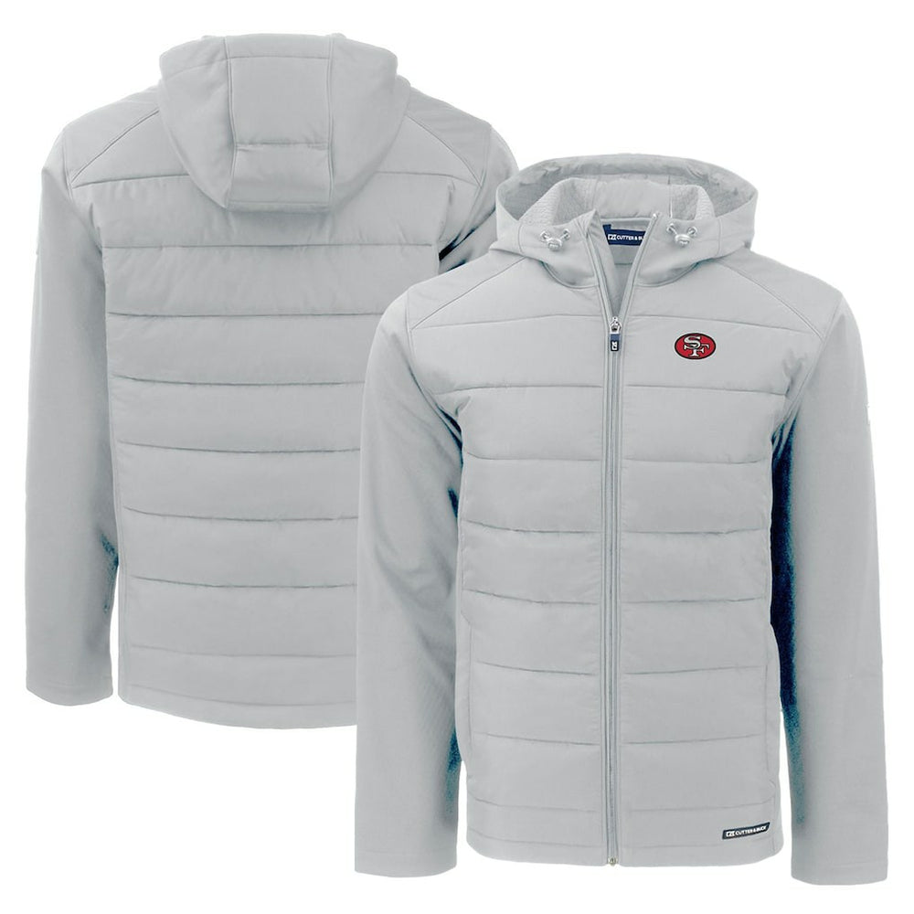 San Francisco 49ers Cutter & Buck Throwback Evoke Hybrid Eco Softshell Recycled Full-Zip Hoodie Jacket | NFL Near me