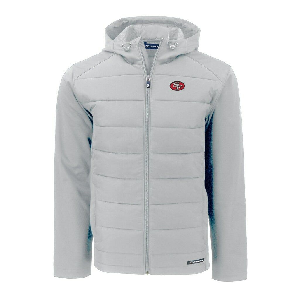 San Francisco 49ers Cutter & Buck Throwback Evoke Hybrid Eco Softshell Recycled Full-Zip Hoodie Jacket | NFL Near me