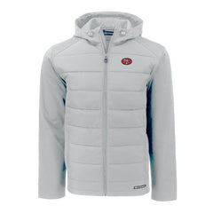 San Francisco 49ers Cutter & Buck Throwback Evoke Hybrid Eco Softshell Recycled Full-Zip Hoodie Jacket | NFL Near me