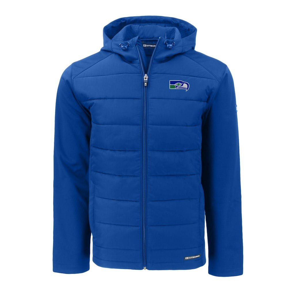Seattle Seahawks Cutter & Buck Throwback Evoke Hybrid Eco Softshell Recycled Full-Zip Hoodie Jacket | NFL US