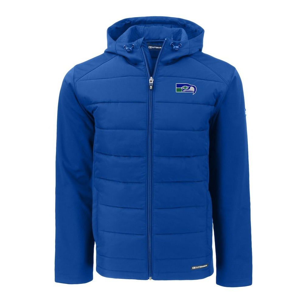 Seattle Seahawks Cutter & Buck Throwback Evoke Hybrid Eco Softshell Recycled Full-Zip Hoodie Jacket | NFL US