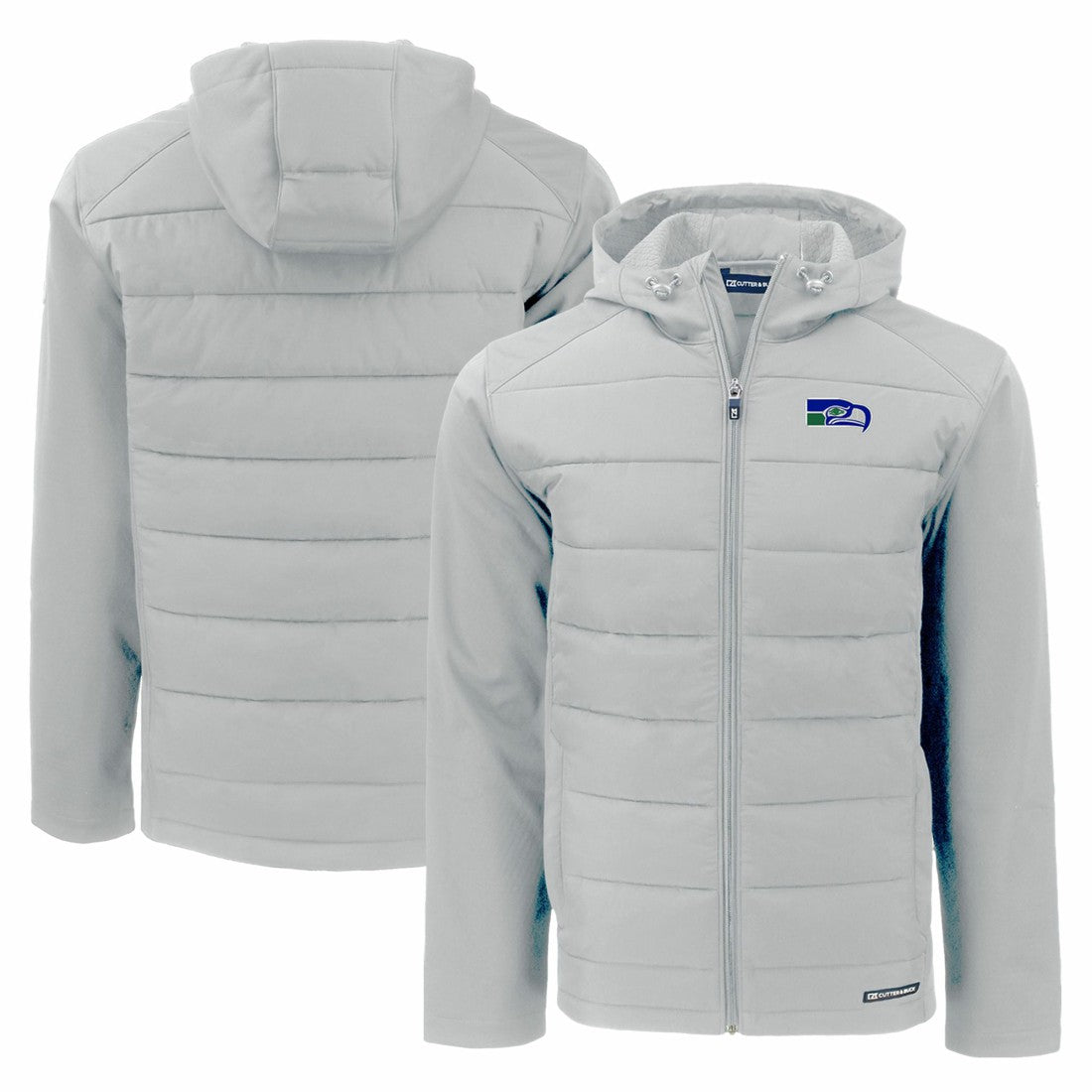 Seattle Seahawks Cutter & Buck Throwback Evoke Hybrid Eco Softshell Recycled Full-Zip Hoodie Jacket | NFL US