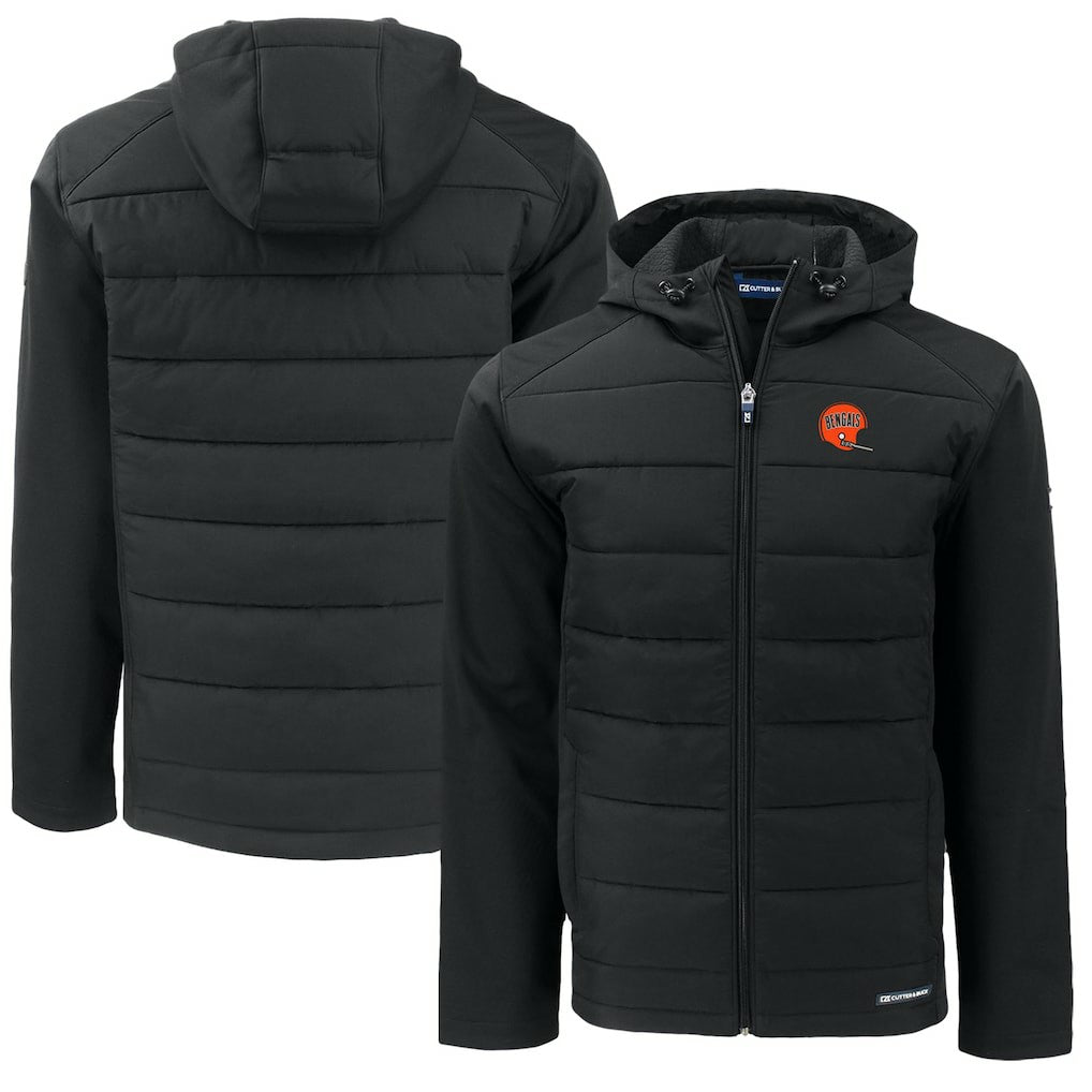Cincinnati Bengals Cutter & Buck Throwback Big & Tall Evoke Hybrid Eco Softshell Recycled Full-Zip Jacket | NFL New