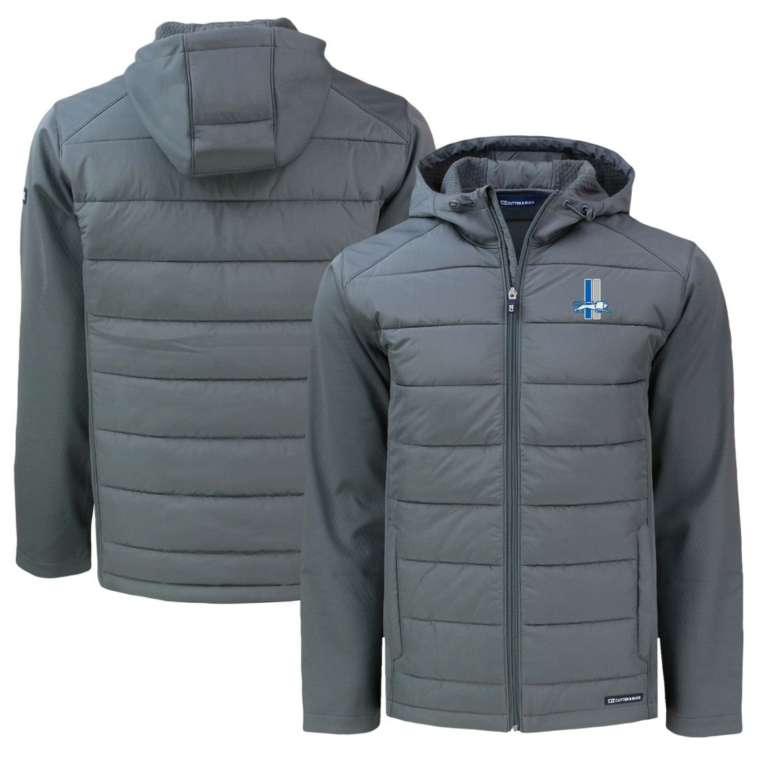 Detroit Lions Cutter & Buck Throwback Big & Tall Evoke Hybrid Eco Softshell Recycled Full-Zip Hoodie | NFL Hot