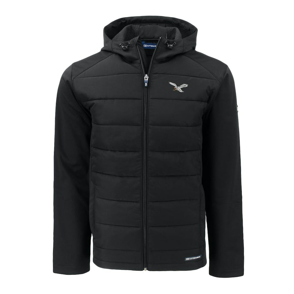 Philadelphia Eagles Cutter & Buck Throwback Big & Tall Evoke Hybrid Eco Softshell Recycled Full-Zip Hoodie | NFL Discount