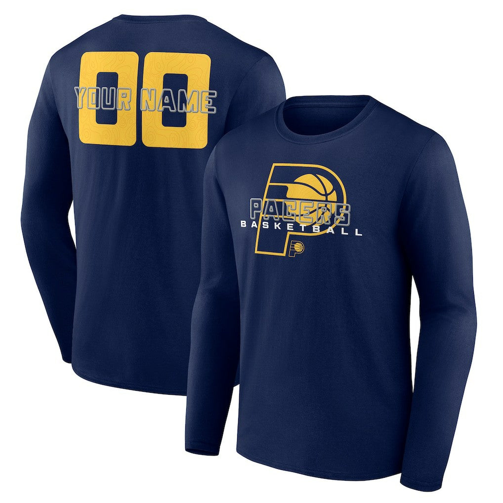 Navy Indiana Pacers Stellar Personalized Name & Number Long Sleeve T-Shirt | NBA