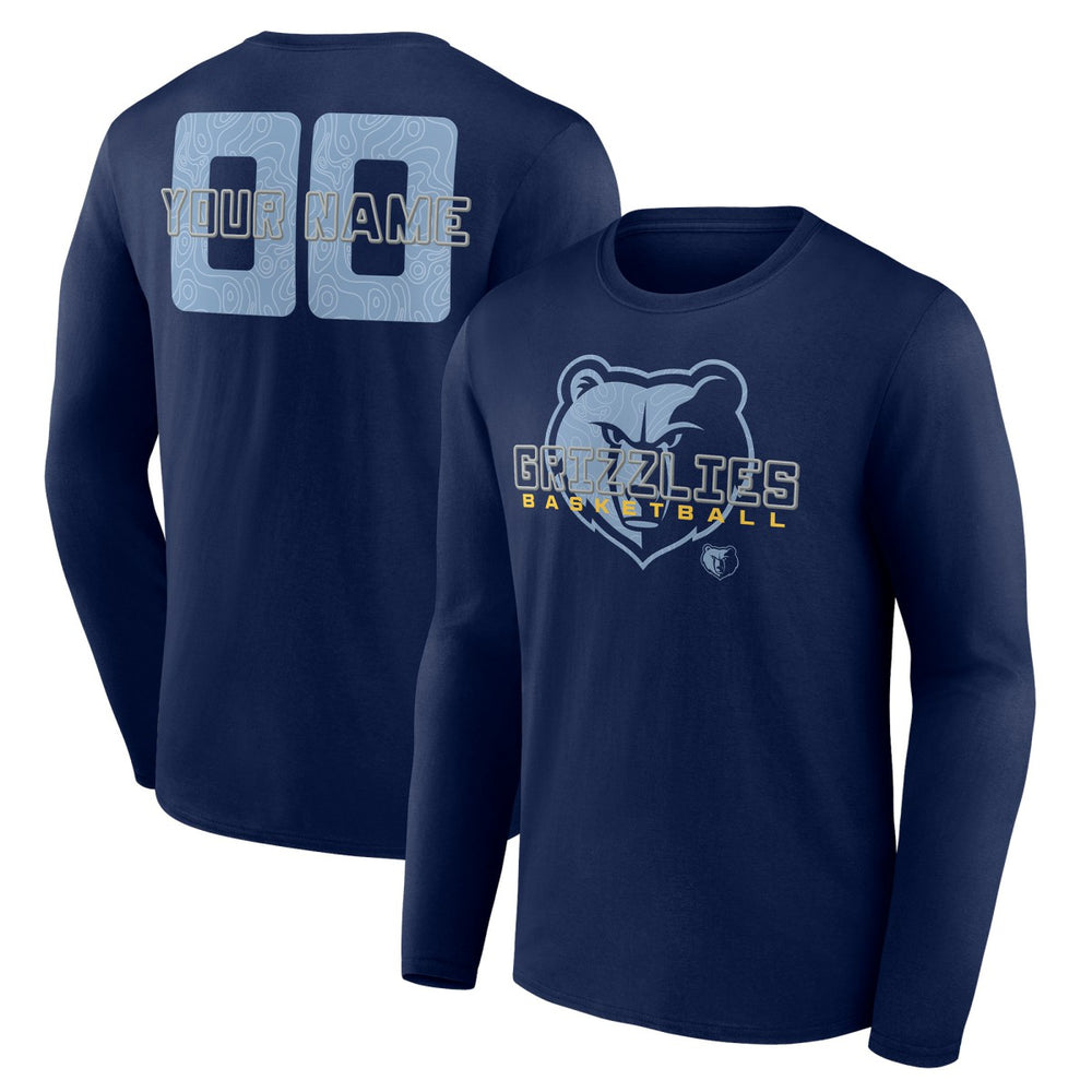 Navy Memphis Grizzlies Stellar Personalized Name & Number Long Sleeve T-Shirt | NBA