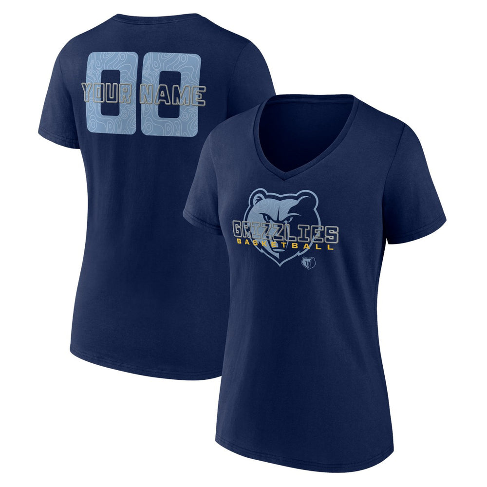 Navy Memphis Grizzlies Women's Stellar Personalized Name & Number V-Neck T-Shirt | NBA