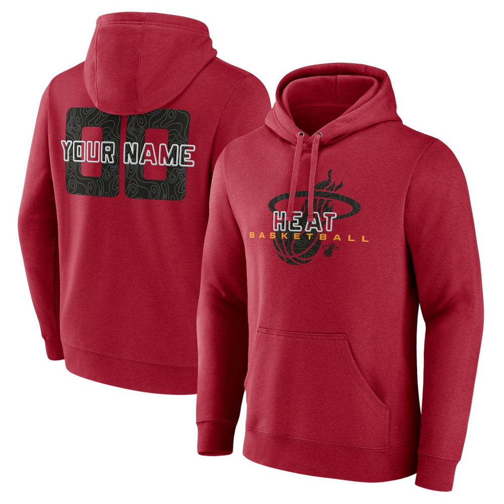 Red Miami Heat Stellar Personalized Name & Number Pullover Hoodie | NBA