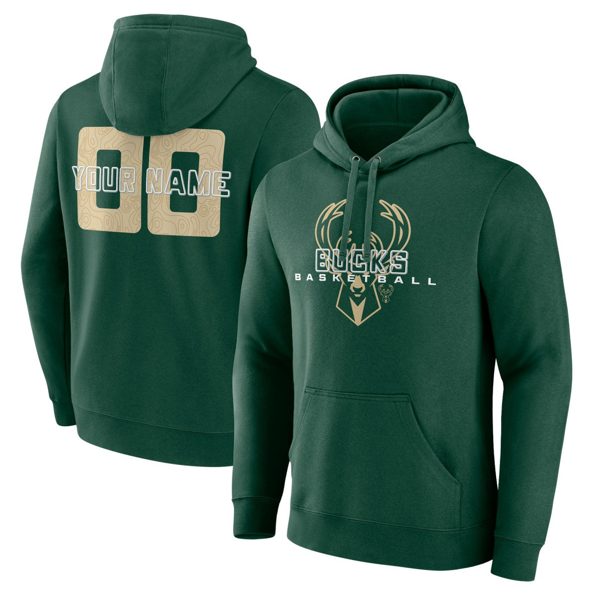 Hunter Green Milwaukee Bucks Stellar Personalized Name & Number Pullover Hoodie | NBA