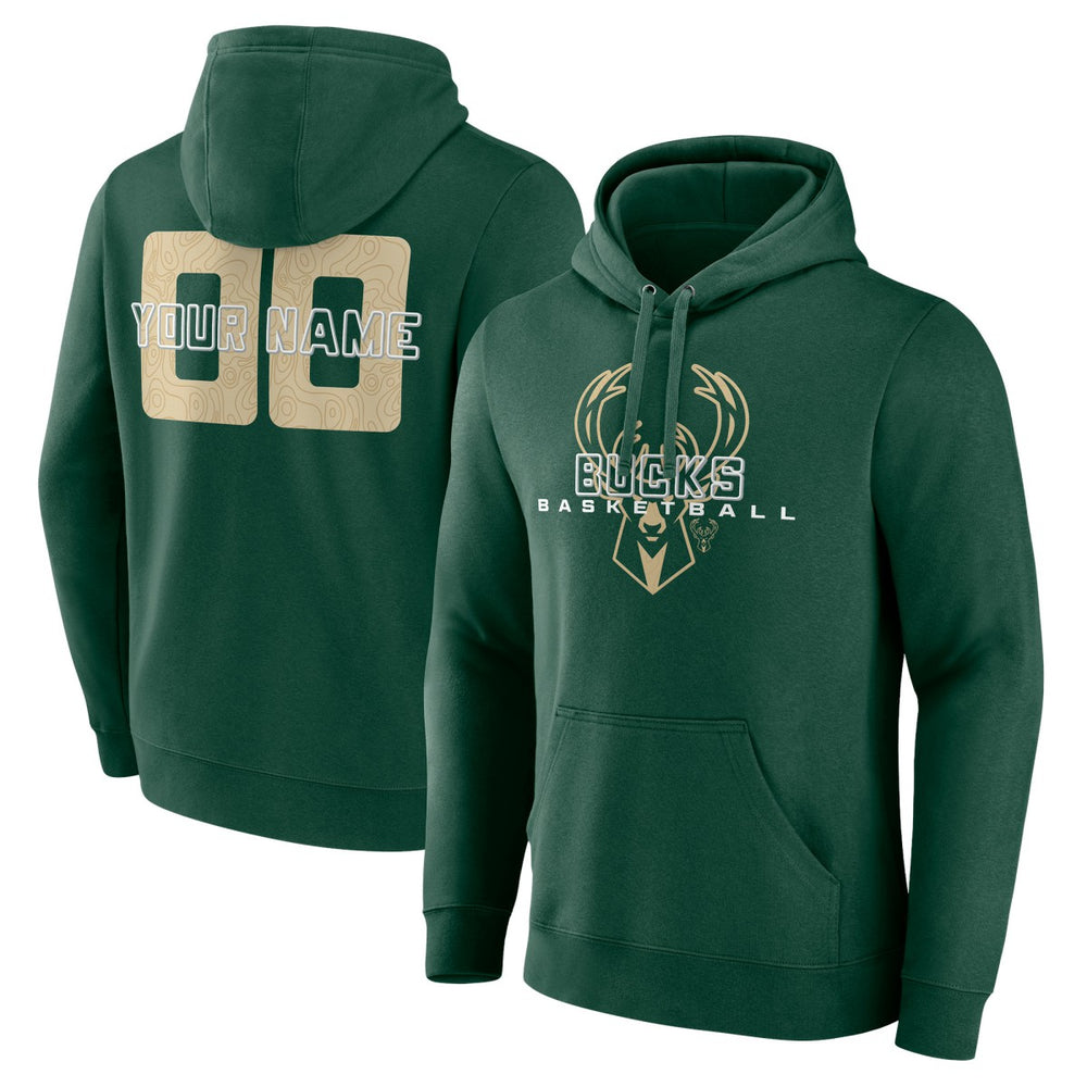 Hunter Green Milwaukee Bucks Stellar Personalized Name & Number Pullover Hoodie | NBA