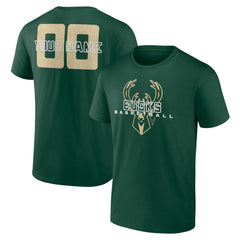 Hunter Green Milwaukee Bucks Stellar Personalized Name & Number T-Shirt | NBA