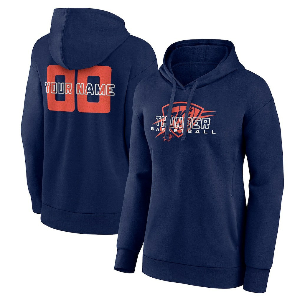 Navy Oklahoma City Thunder Women's Stellar Personalized Name & Number Pullover Hoodie | NBA