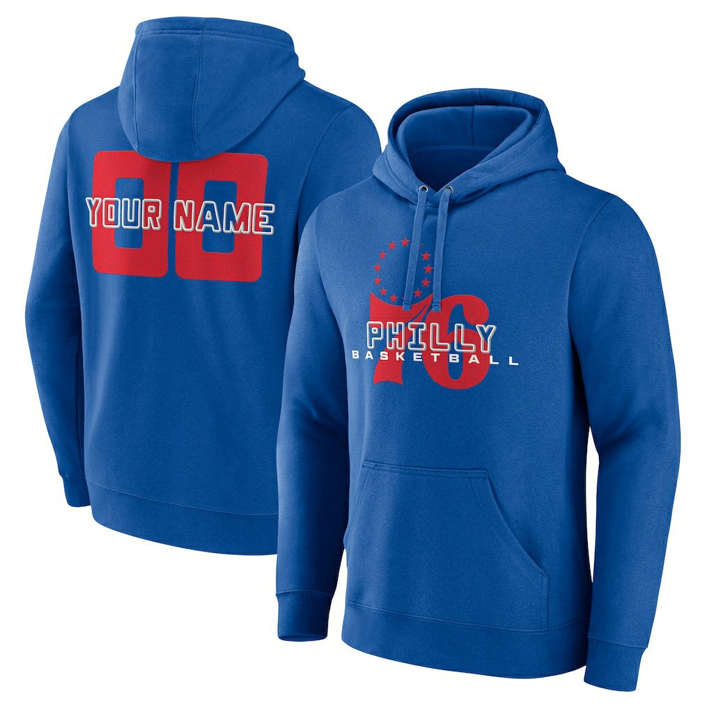 Royal Philadelphia 76ers Stellar Personalized Name & Number Pullover Hoodie | NBA