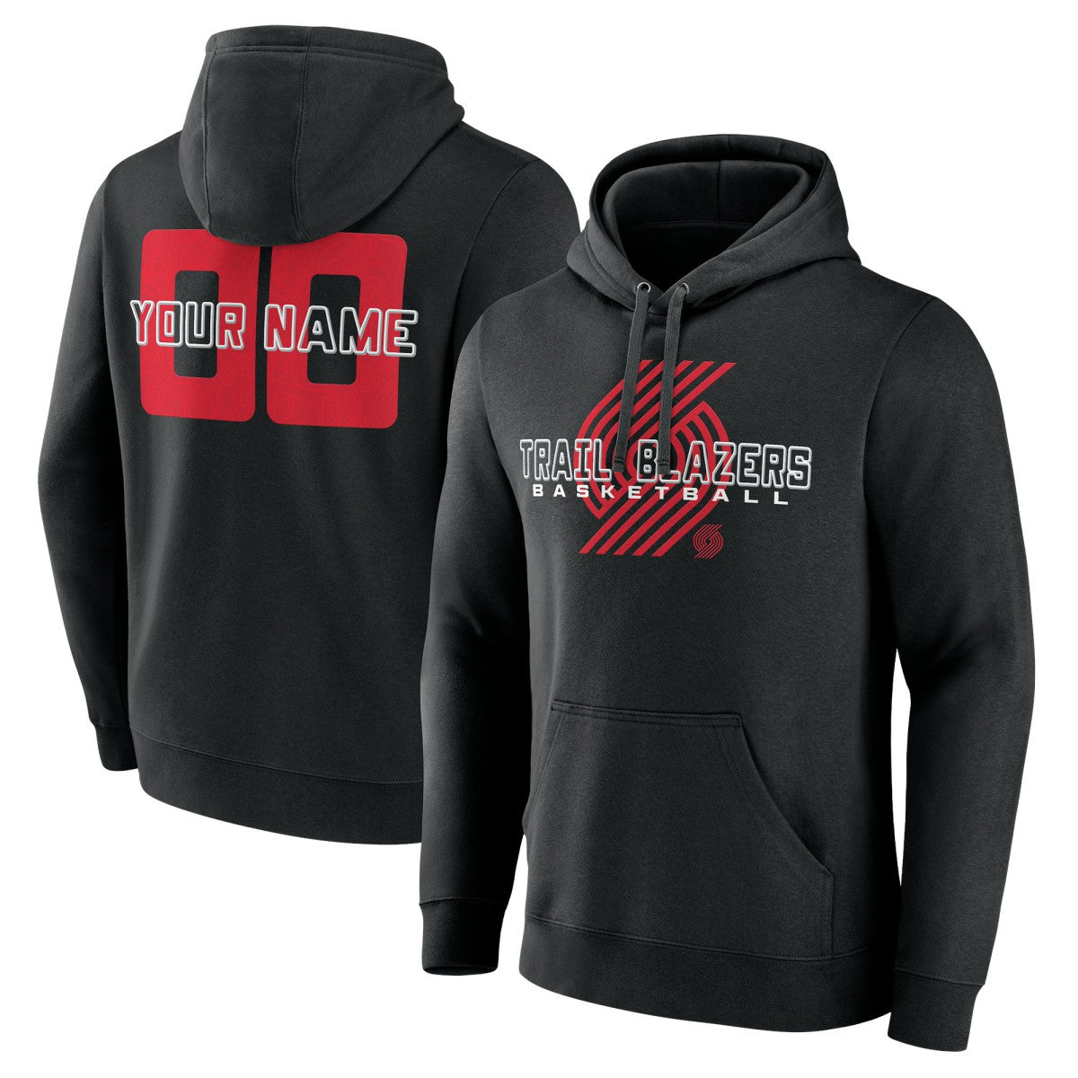 Black Portland Trail Blazers Stellar Personalized Name & Number Pullover Hoodie | NBA