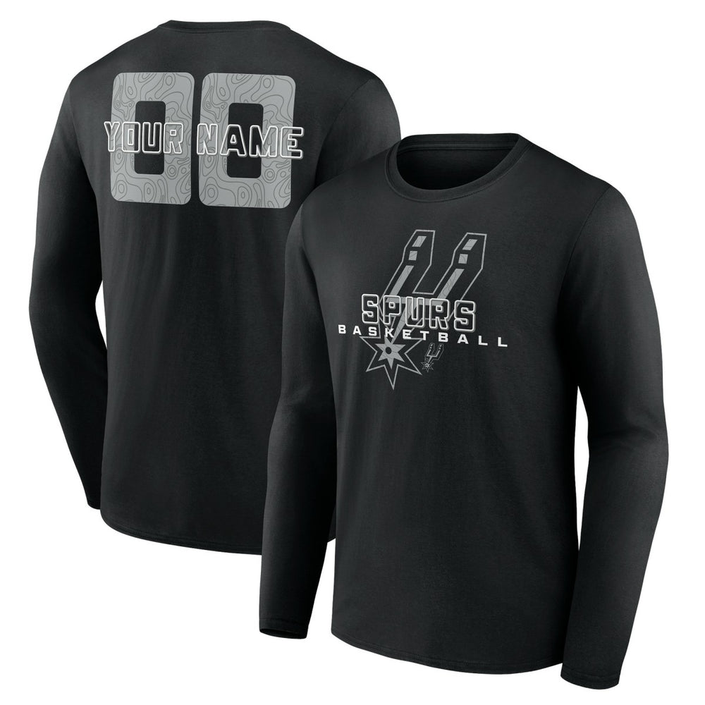 Black San Antonio Spurs Stellar Personalized Name & Number Long Sleeve T-Shirt | NBA