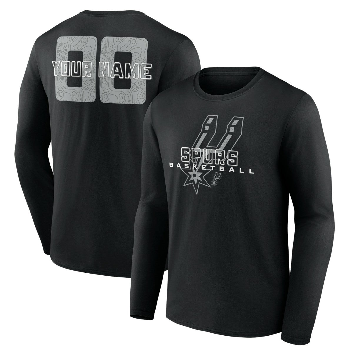 Black San Antonio Spurs Stellar Personalized Name & Number Long Sleeve T-Shirt | NBA