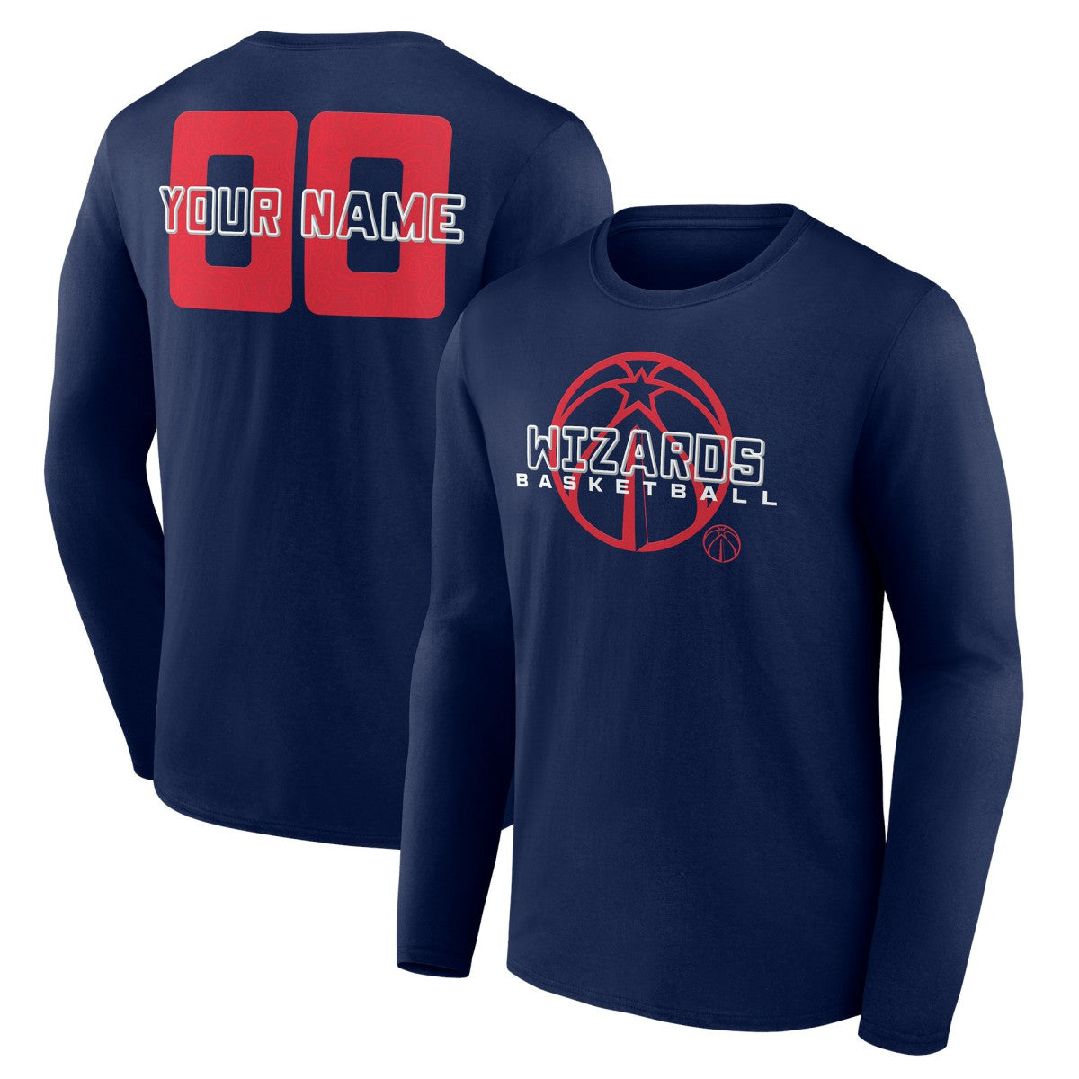 Navy Washington Wizards Stellar Personalized Name & Number Long Sleeve T-Shirt | NBA
