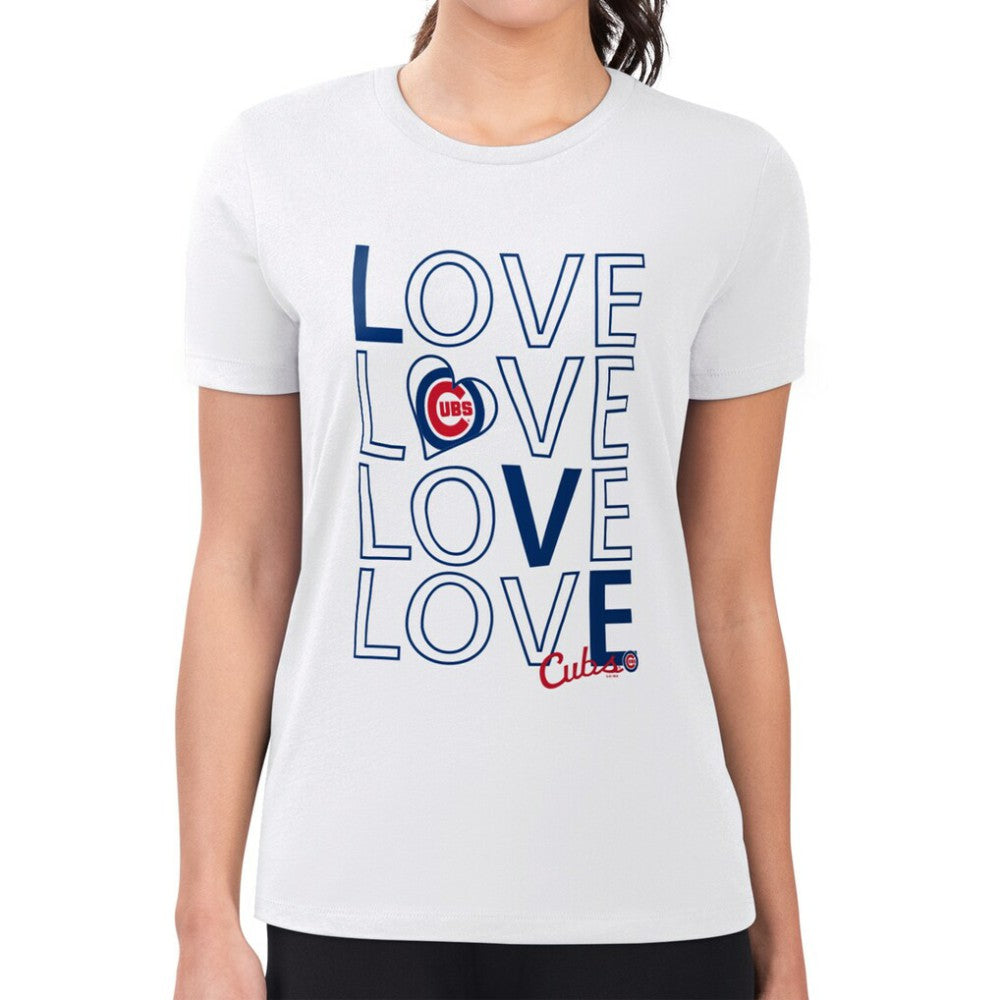 Chicago Cubs G-III 4Her by Carl Banks Women's Super-Slim Fit Lightweight Love Graphic Team T-Shirt - MLB T-shirts