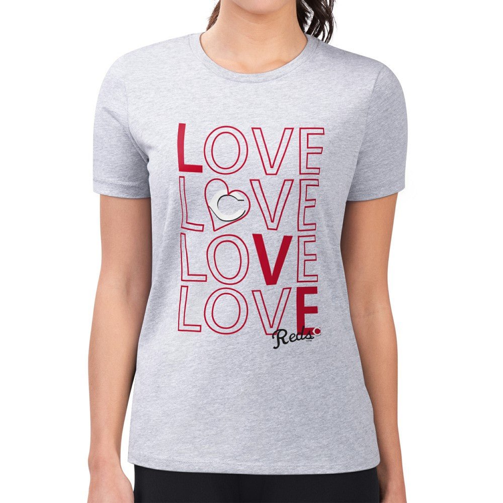 Cincinnati Reds G-III 4Her by Carl Banks Women's Super-Slim Fit Lightweight Love Graphic Team T-Shirt - MLB T-shirts