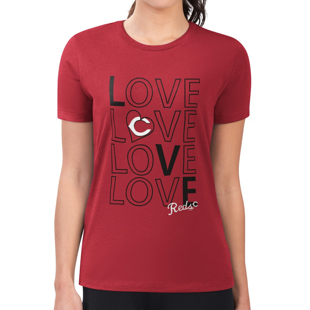 Cincinnati Reds G-III 4Her by Carl Banks Women's Super-Slim Fit Lightweight Love Graphic Team T-Shirt - MLB T-shirts