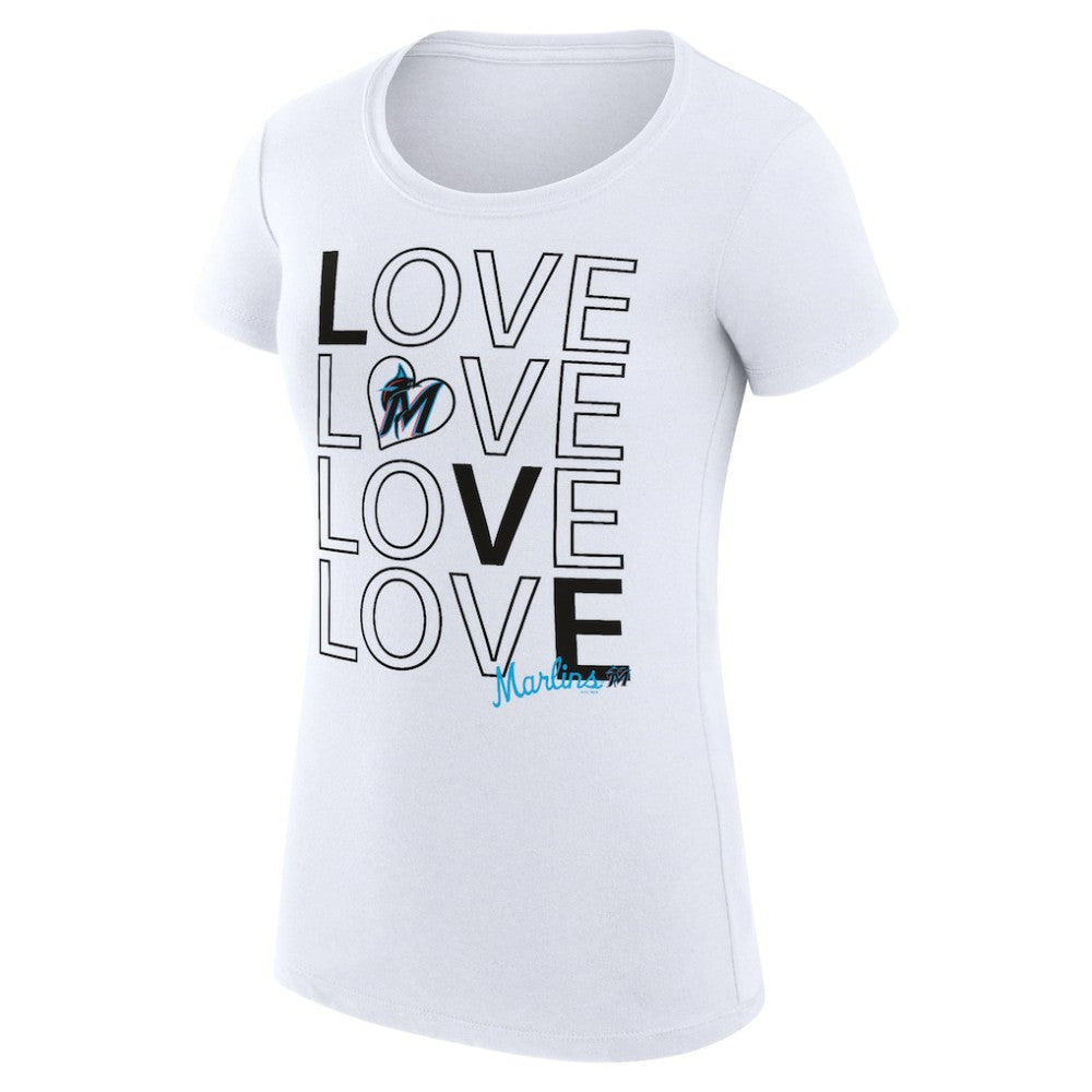 Miami Marlins G-III 4Her by Carl Banks Women's Super-Slim Fit Lightweight Love Graphic Team T-Shirt - MLB T-shirts