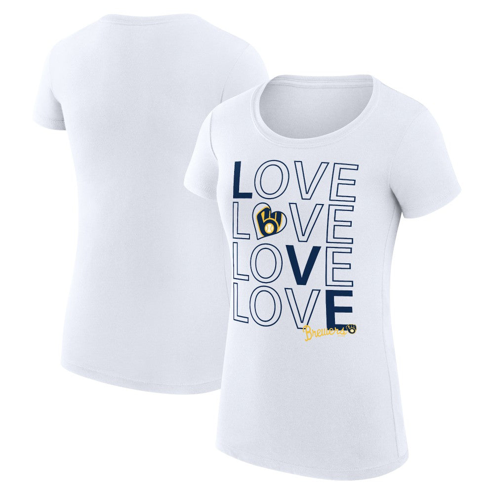 Milwaukee Brewers G-III 4Her by Carl Banks Women's Super-Slim Fit Lightweight Love Graphic Team T-Shirt - MLB T-shirts