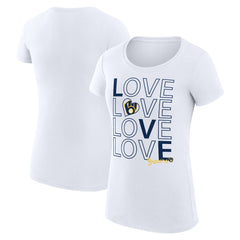 Milwaukee Brewers G-III 4Her by Carl Banks Women's Super-Slim Fit Lightweight Love Graphic Team T-Shirt - MLB T-shirts