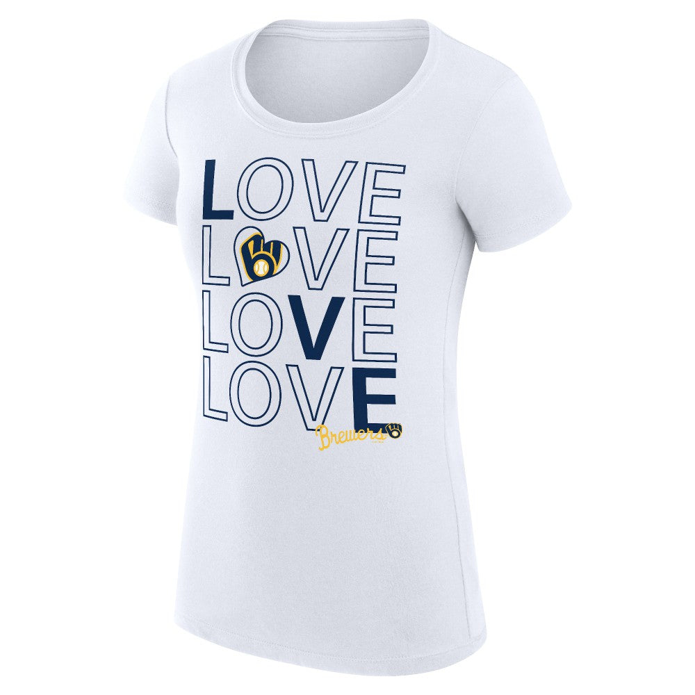 Milwaukee Brewers G-III 4Her by Carl Banks Women's Super-Slim Fit Lightweight Love Graphic Team T-Shirt - MLB T-shirts