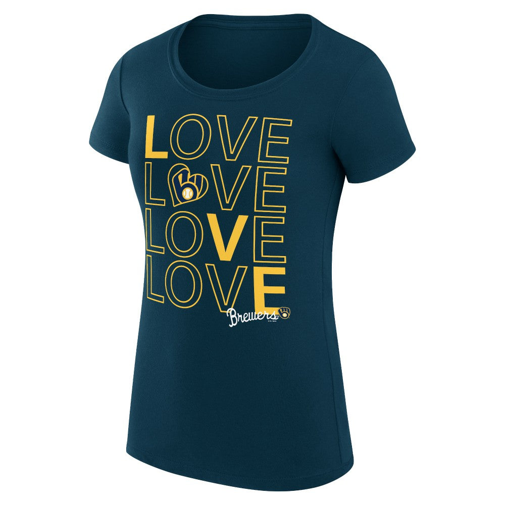 Milwaukee Brewers G-III 4Her by Carl Banks Women's Super-Slim Fit Lightweight Love Graphic Team T-Shirt - MLB T-shirts