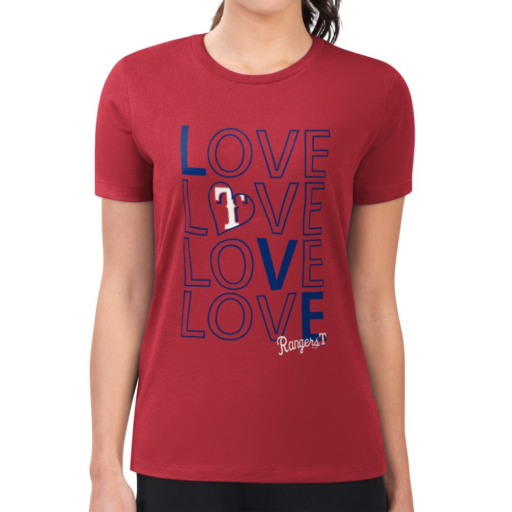 Texas Rangers G-III 4Her by Carl Banks Women's Super-Slim Fit Lightweight Love Graphic Team T-Shirt - MLB T-shirts