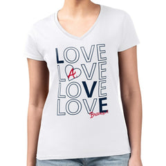 Atlanta Braves G-III 4Her by Carl Banks Women's Super-Slim Fit Lightweight Love Graphic Team V-Neck T-Shirt - MLB T-shirts