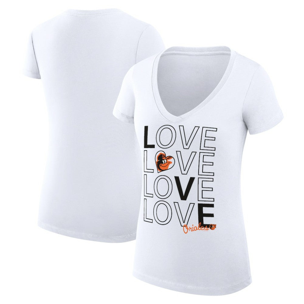 Baltimore Orioles G-III 4Her by Carl Banks Women's Super-Slim Fit Lightweight Love Graphic Team V-Neck T-Shirt - MLB T-shirts