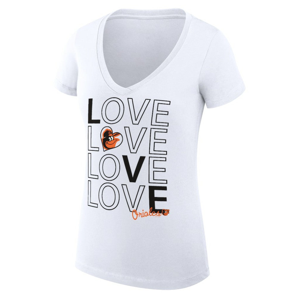 Baltimore Orioles G-III 4Her by Carl Banks Women's Super-Slim Fit Lightweight Love Graphic Team V-Neck T-Shirt - MLB T-shirts