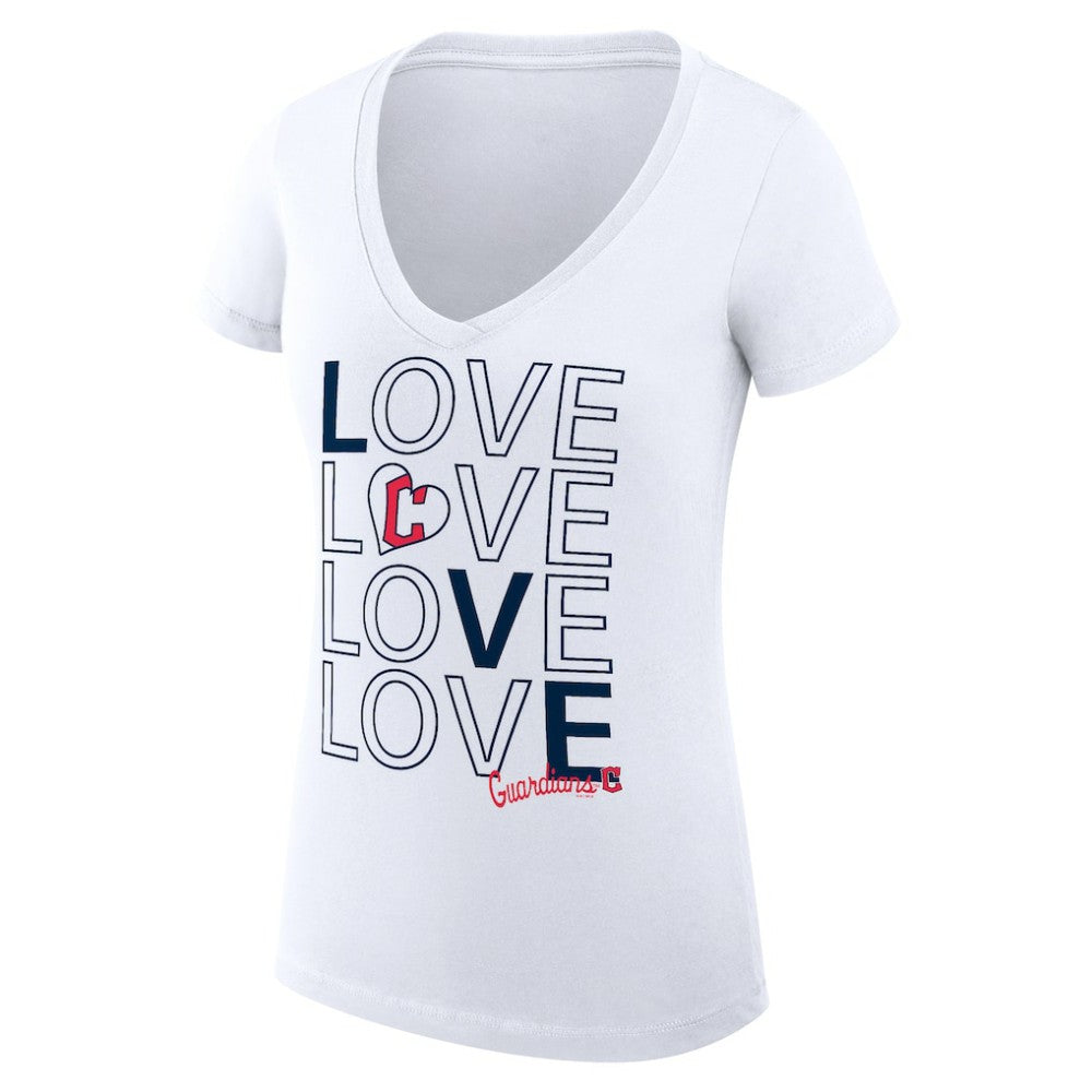 Cleveland Guardians G-III 4Her by Carl Banks Women's Super-Slim Fit Lightweight Love Graphic Team V-Neck T-Shirt - MLB T-shirts