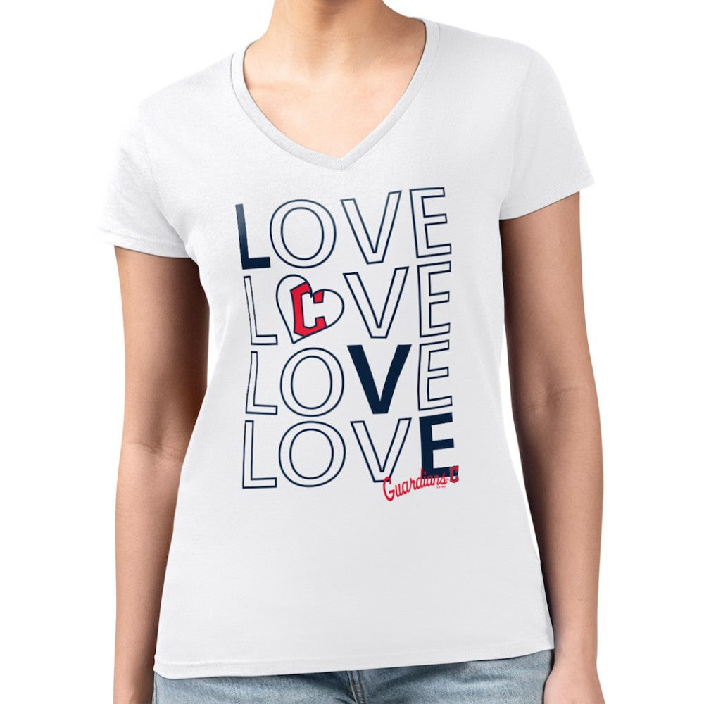 Cleveland Guardians G-III 4Her by Carl Banks Women's Super-Slim Fit Lightweight Love Graphic Team V-Neck T-Shirt - MLB T-shirts
