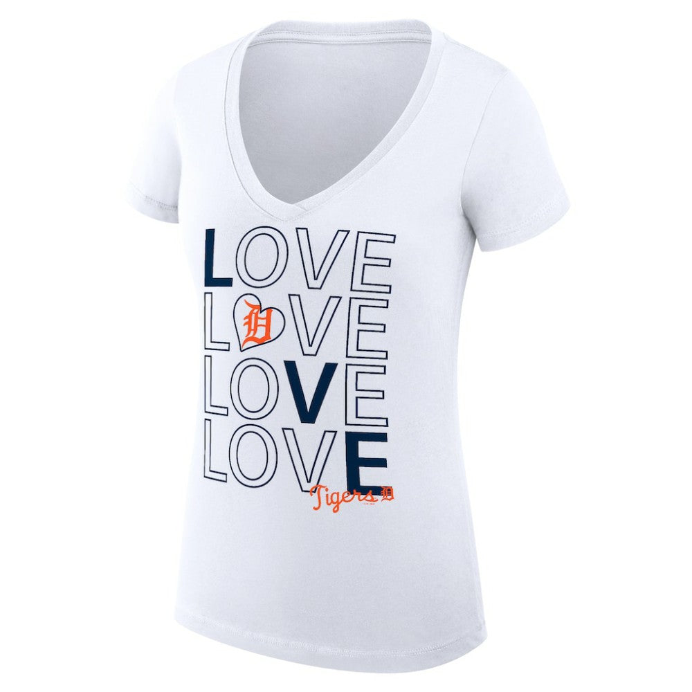 Detroit Tigers G-III 4Her by Carl Banks Women's Super-Slim Fit Lightweight Love Graphic Team V-Neck T-Shirt - MLB T-shirts