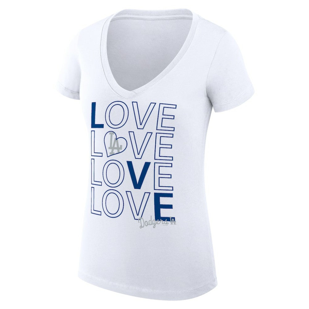 Los Angeles Dodgers G-III 4Her by Carl Banks Women's Super-Slim Fit Lightweight Love Graphic Team V-Neck T-Shirt - MLB T-shirts