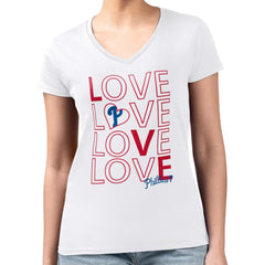 Philadelphia Phillies G-III 4Her by Carl Banks Women's Super-Slim Fit Lightweight Love Graphic Team V-Neck T-Shirt - MLB T-shirts