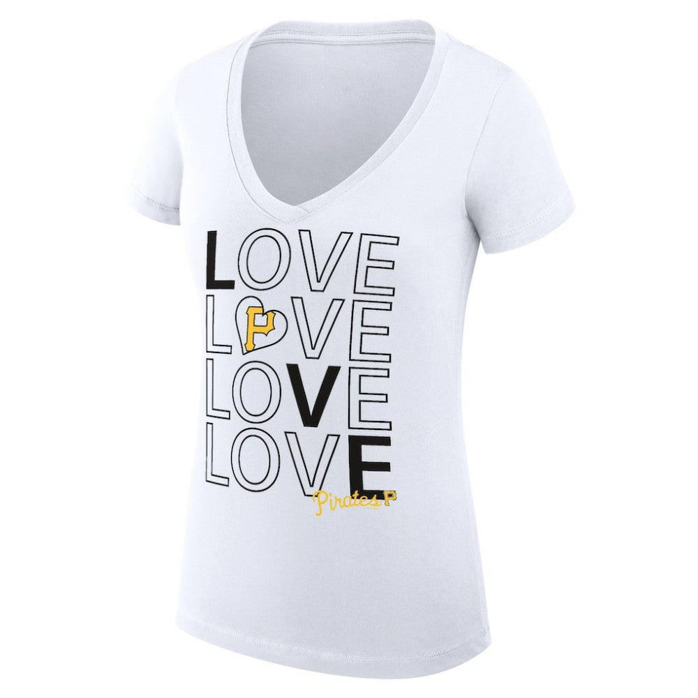 Pittsburgh Pirates G-III 4Her by Carl Banks Women's Super-Slim Fit Lightweight Love Graphic Team V-Neck T-Shirt - MLB T-shirts