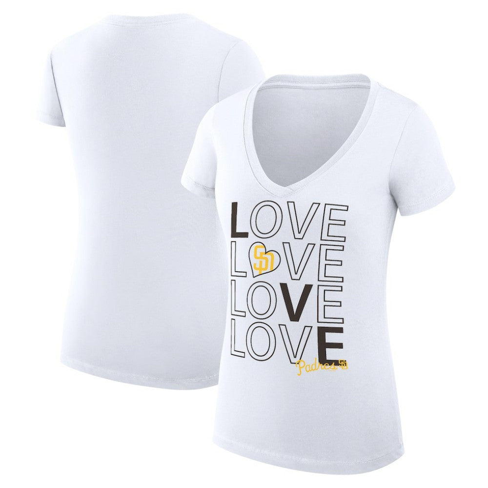 San Diego Padres G-III 4Her by Carl Banks Women's Super-Slim Fit Lightweight Love Graphic Team V-Neck T-Shirt - MLB T-shirts