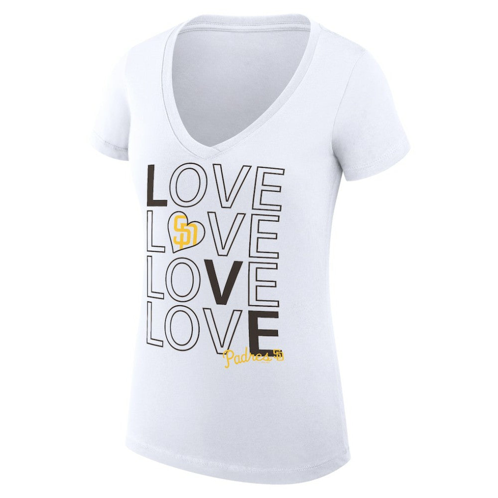 San Diego Padres G-III 4Her by Carl Banks Women's Super-Slim Fit Lightweight Love Graphic Team V-Neck T-Shirt - MLB T-shirts