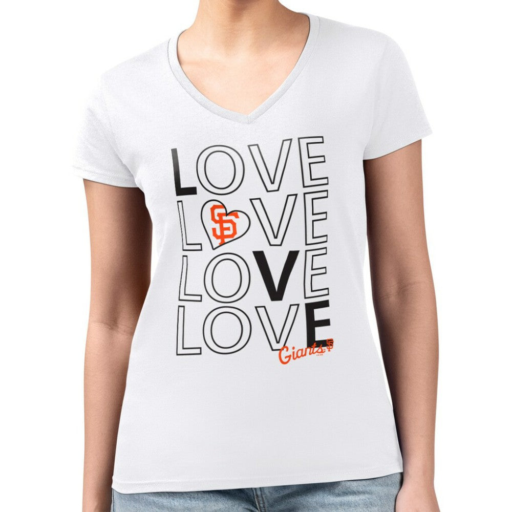 San Francisco Giants G-III 4Her by Carl Banks Women's Super-Slim Fit Lightweight Love Graphic Team V-Neck T-Shirt - MLB T-shirts